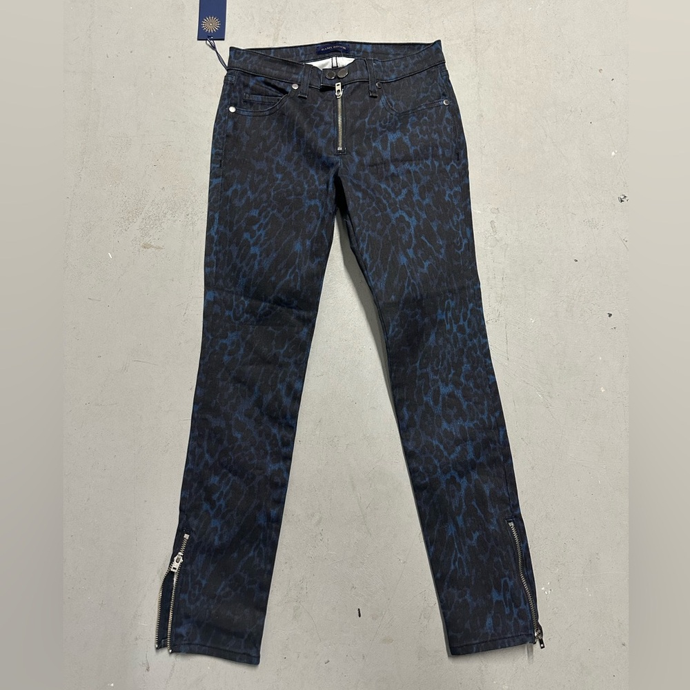 NEW Ramy Brook Kate Printed Skinny Jeans Size 25 Blue Black Zip Ankle MSRP $225